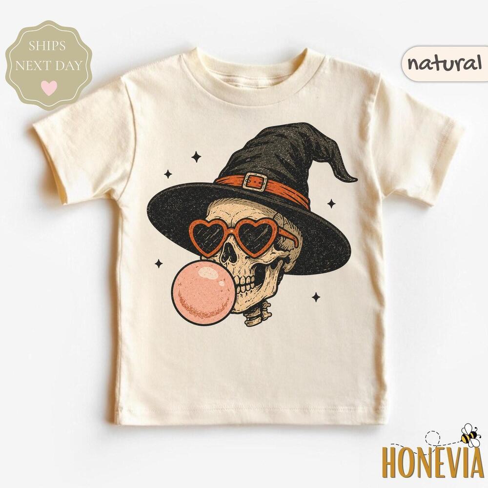 Retro Halloween Skeleton Shirt Witch Hat Skeleton Shirt Spooky